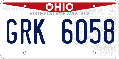 OH license plate GRK6058