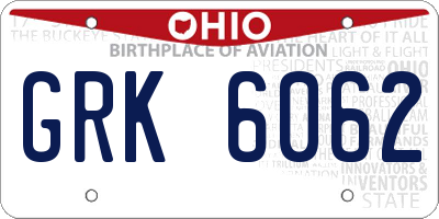 OH license plate GRK6062