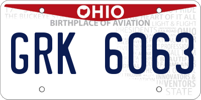 OH license plate GRK6063