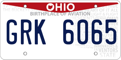 OH license plate GRK6065