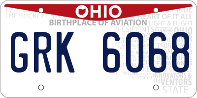 OH license plate GRK6068