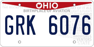 OH license plate GRK6076