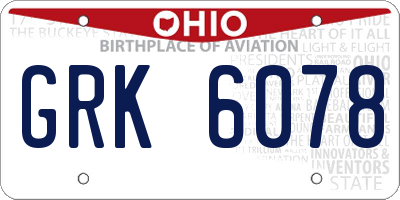 OH license plate GRK6078