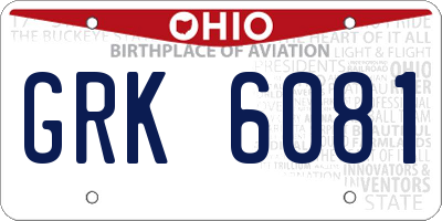 OH license plate GRK6081