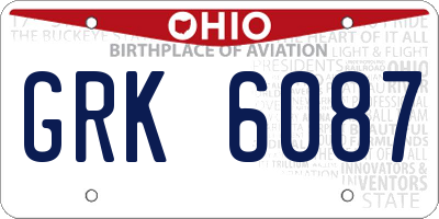 OH license plate GRK6087