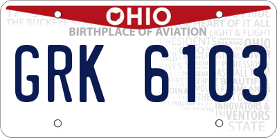 OH license plate GRK6103