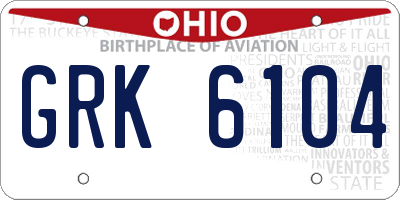 OH license plate GRK6104