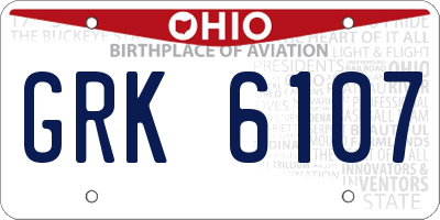 OH license plate GRK6107