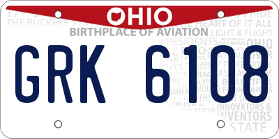 OH license plate GRK6108