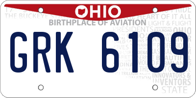 OH license plate GRK6109