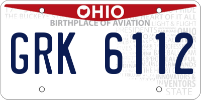 OH license plate GRK6112