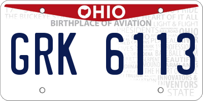 OH license plate GRK6113