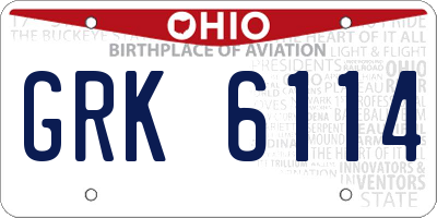 OH license plate GRK6114