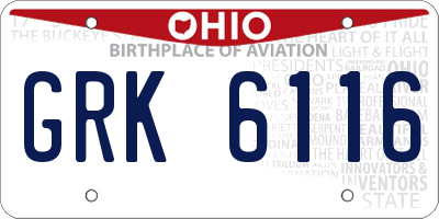 OH license plate GRK6116