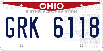 OH license plate GRK6118