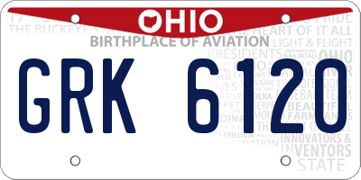OH license plate GRK6120