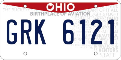 OH license plate GRK6121