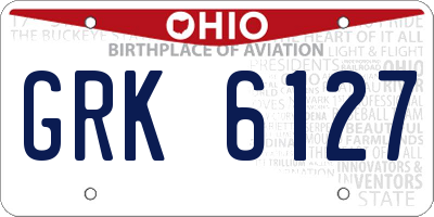 OH license plate GRK6127