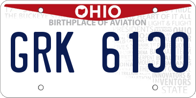 OH license plate GRK6130