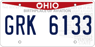 OH license plate GRK6133
