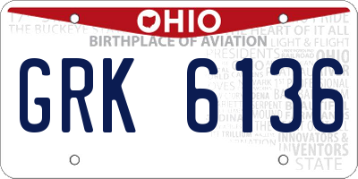 OH license plate GRK6136