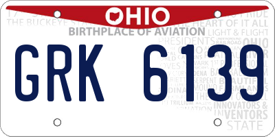OH license plate GRK6139