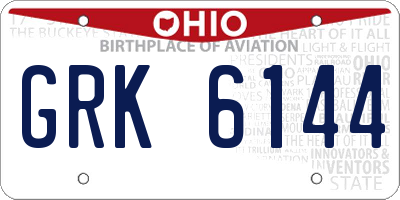 OH license plate GRK6144