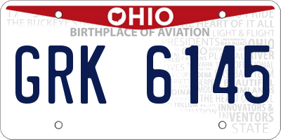 OH license plate GRK6145
