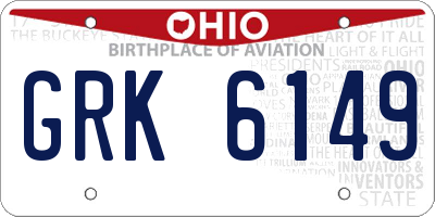 OH license plate GRK6149