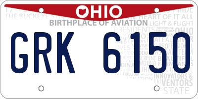 OH license plate GRK6150