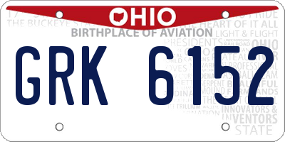 OH license plate GRK6152