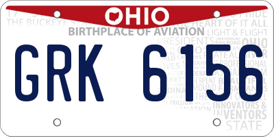 OH license plate GRK6156