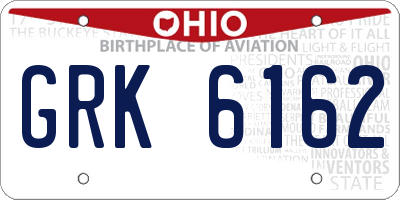 OH license plate GRK6162