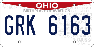 OH license plate GRK6163