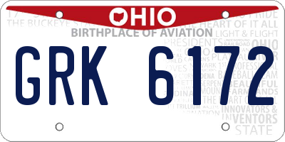 OH license plate GRK6172