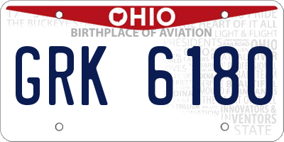 OH license plate GRK6180