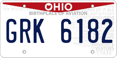 OH license plate GRK6182