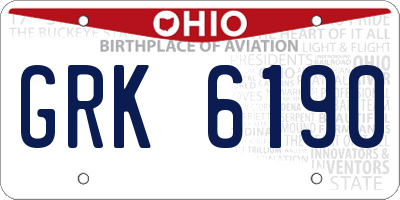 OH license plate GRK6190