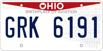 OH license plate GRK6191