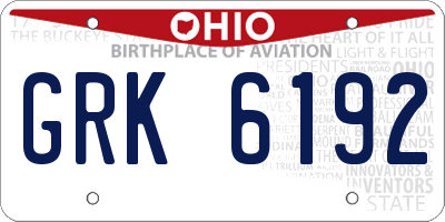 OH license plate GRK6192
