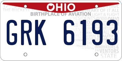OH license plate GRK6193