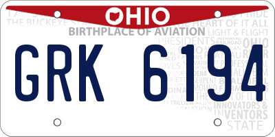 OH license plate GRK6194