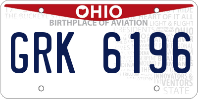 OH license plate GRK6196
