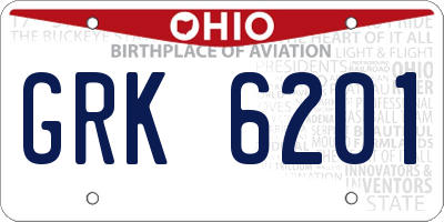 OH license plate GRK6201