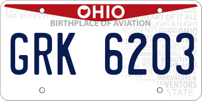 OH license plate GRK6203