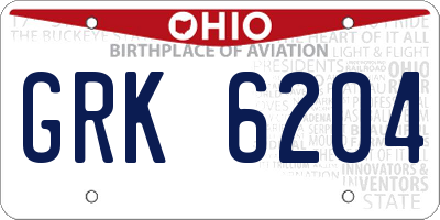 OH license plate GRK6204