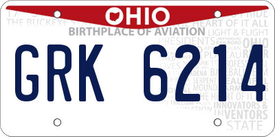 OH license plate GRK6214