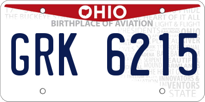 OH license plate GRK6215