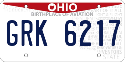 OH license plate GRK6217
