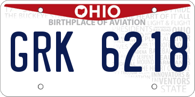 OH license plate GRK6218